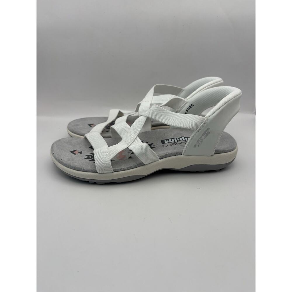 Skechers Reggae Hands Free Slip In White Sandals Women Size 7 - Picture 4 of 9